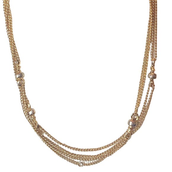 Double layered Gold Chain Necklace - Picture 2 of 5